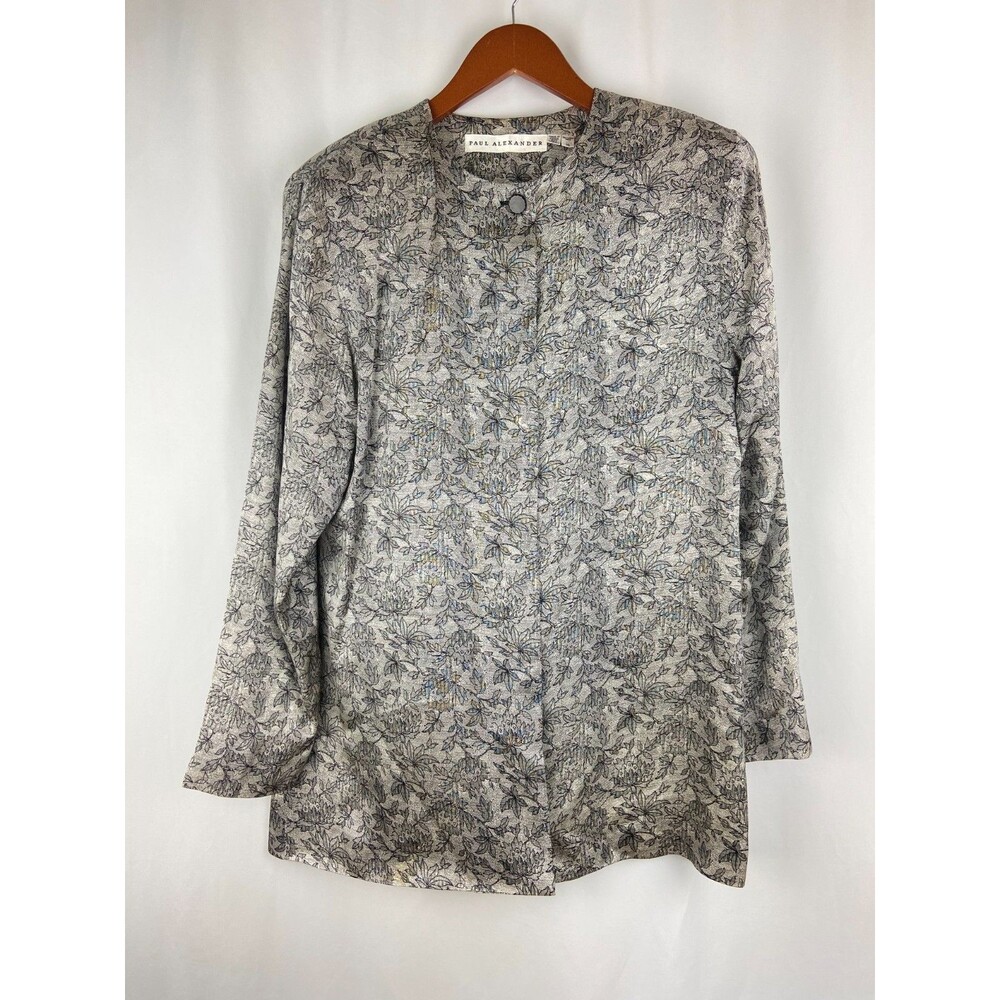 Paul Alexander 100% Silk Women's Size 10 Button Down Jacket Blouse Korean Floral